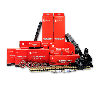 Selection of motorcycle components in the CWORKS product range