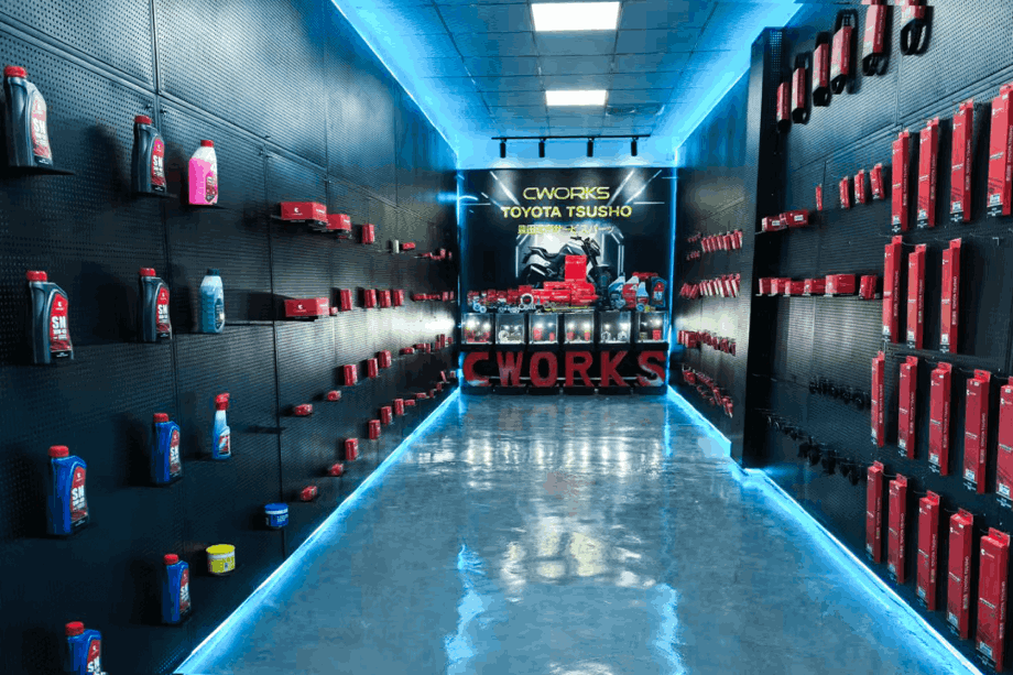 CWORKS motorcycle parts product display